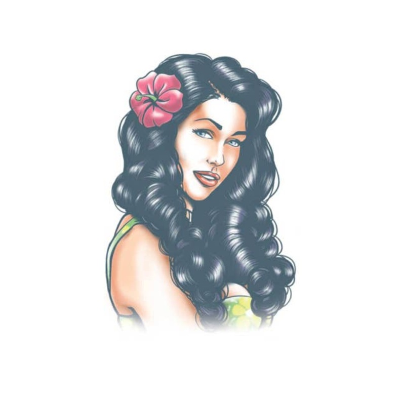 Pin Up Aloha Hawaiian Girl Temporary Tattoo Costume Accessory
