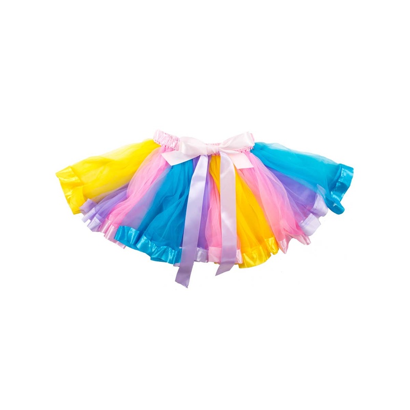 Pleated Pastel Rainbow Womens Costume Tutu Skirt