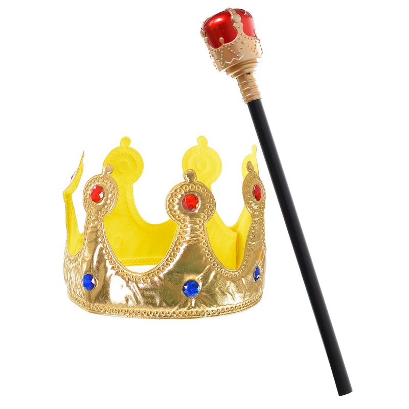Royal Crown and Sceptre Gold Accessory Set