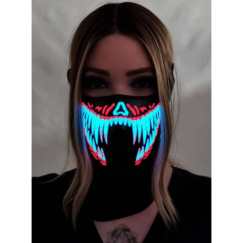 Sound Activated Bloody Red Teeth Light Up Mask