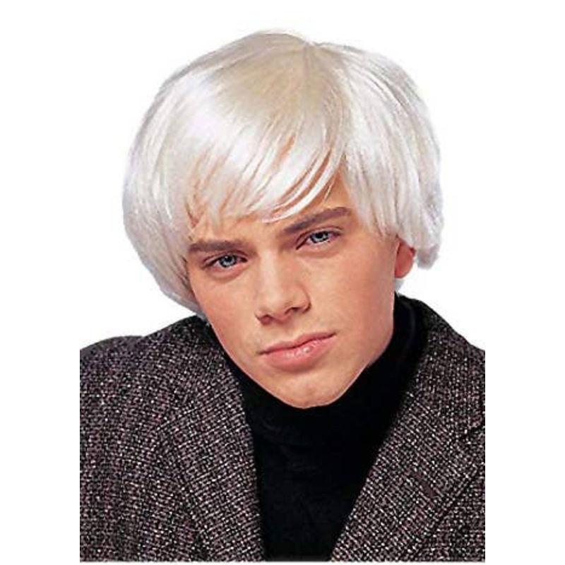 1960s Pop Star Mens Short Platinum Blonde Costume Wig