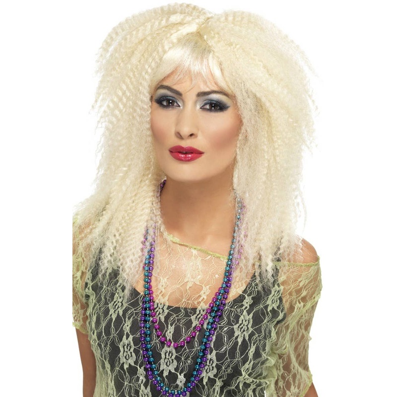 80s Trademark Crimped Blonde Costume Wig