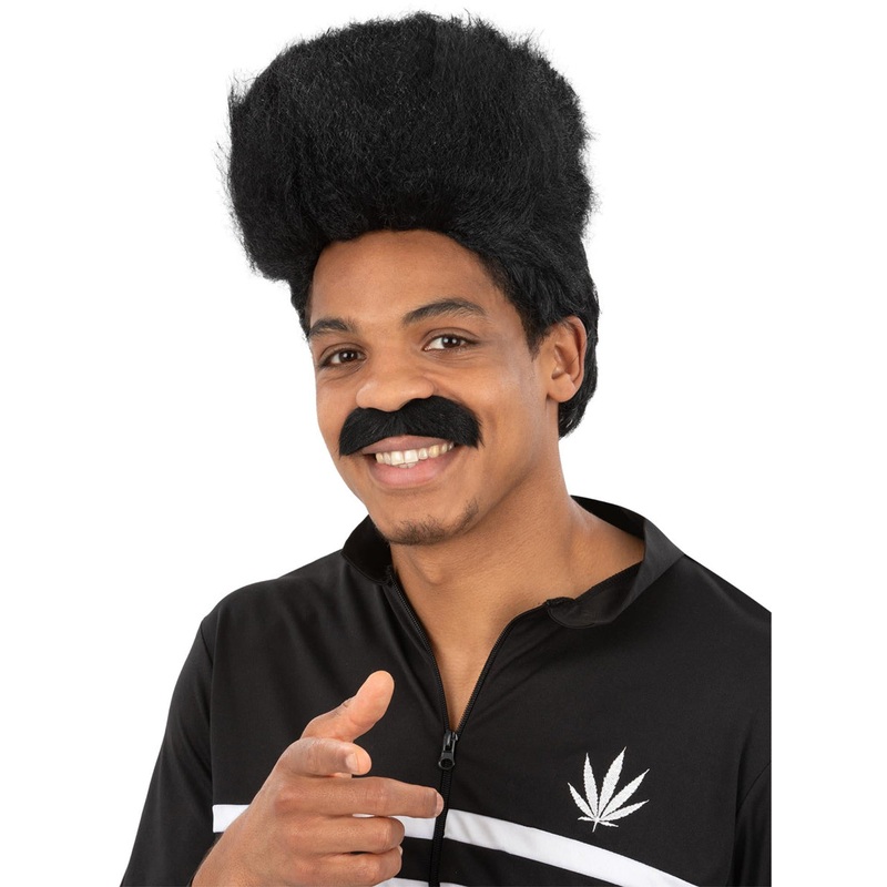 90s High Top Mens Black Costume Wig