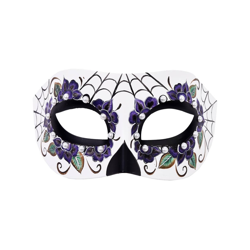 Anabelle Day of the Dead Masquerade Mask with Pearl Beads