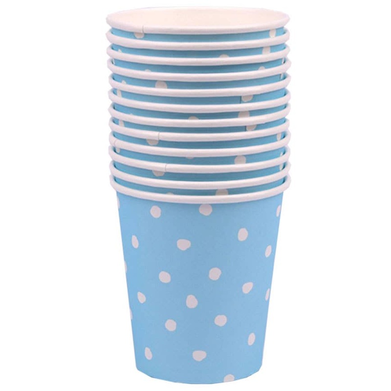 Blue and White Polka Dot 12 Pack Paper Cups
