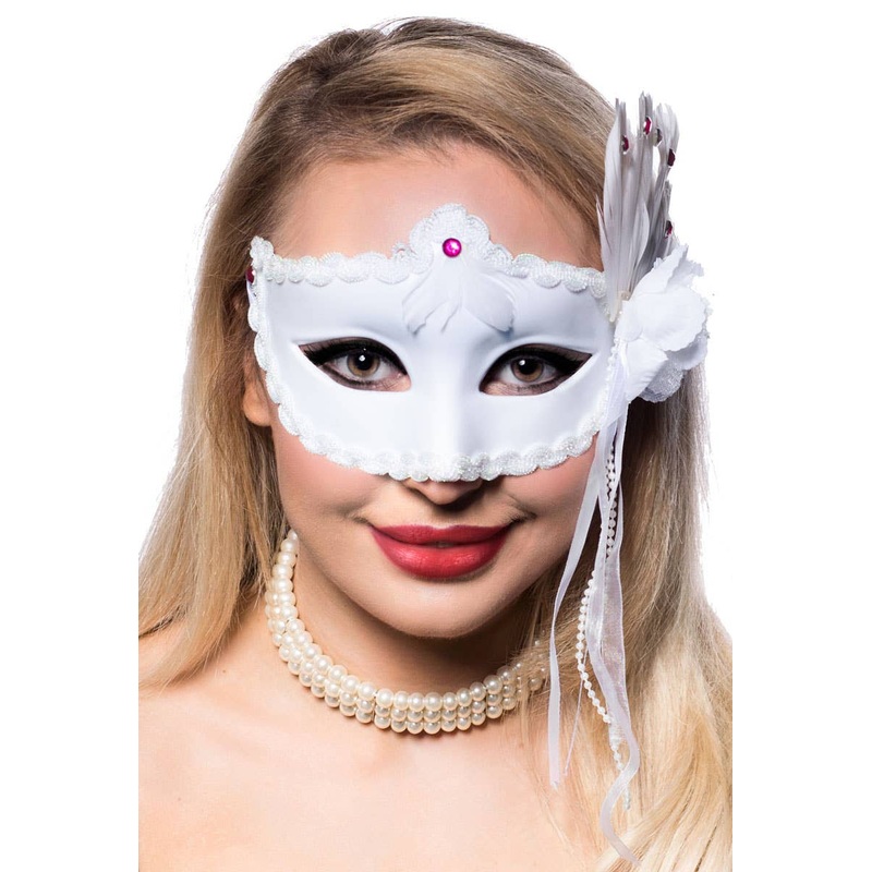 Burlesque Womens White Masquerade Mask