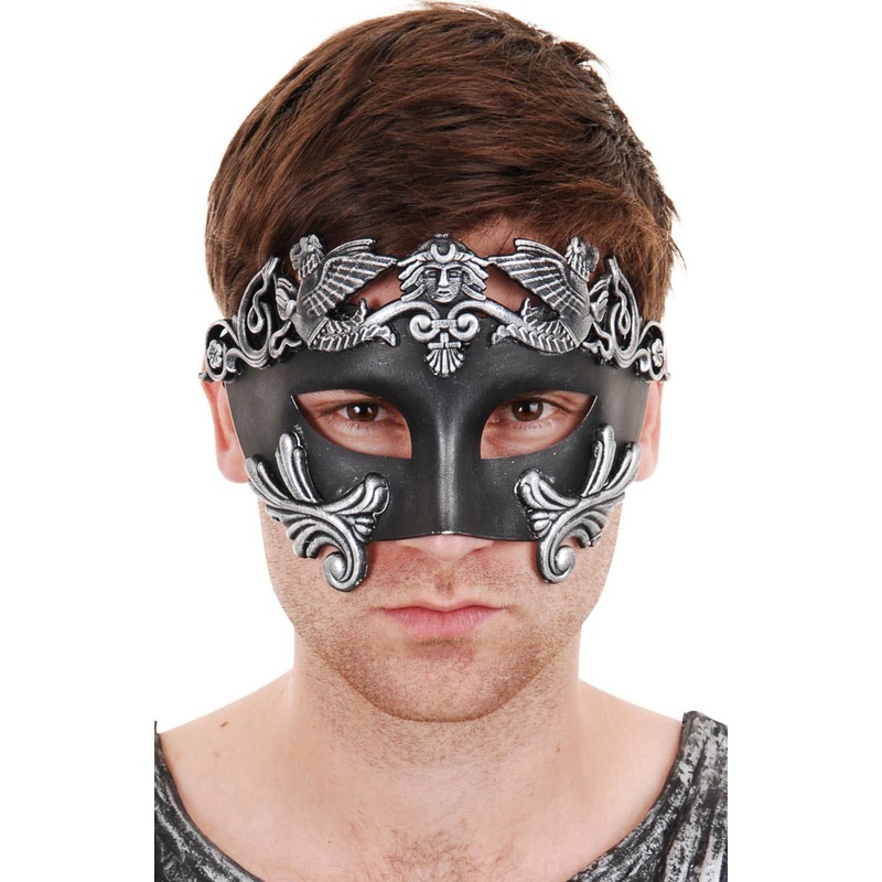 Centurion Mens Black Masquerade Mask