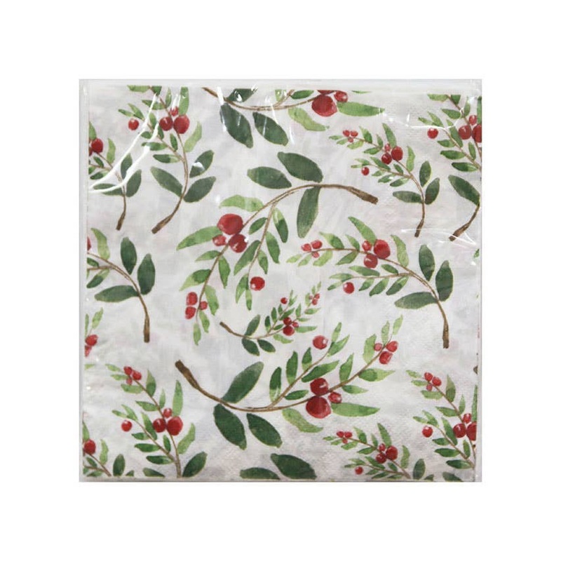 Christmas Berry Print 20 Pack Paper Napkins
