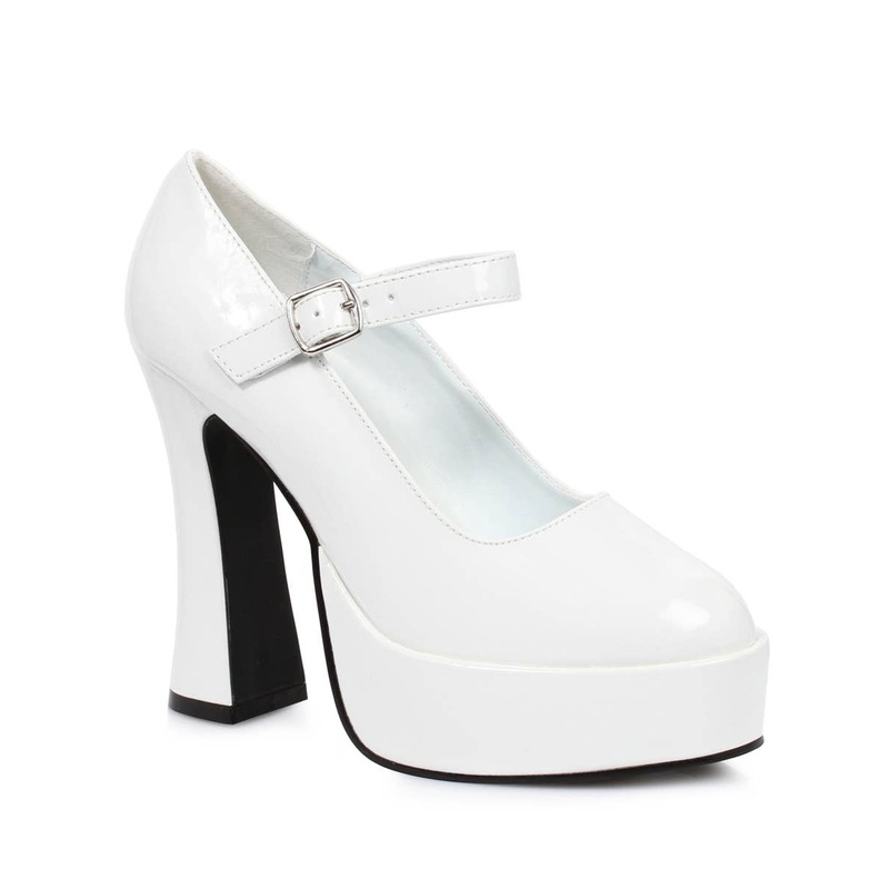 Chunky Heel Womens White Mary Jane Costume Shoes