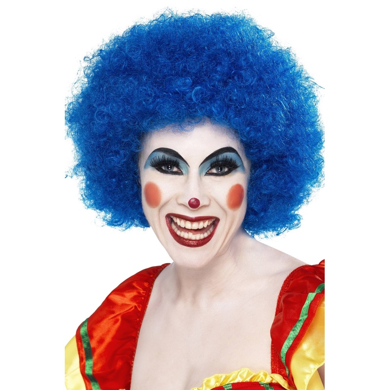 Crazy Bright Blue Unisex Adults Afro Clown Costume Wig