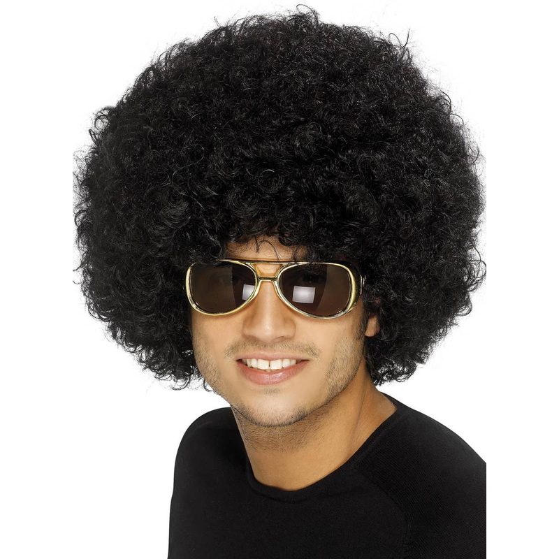 Funky Curly Black 1970s Afro Adults Unisex Costume Wig