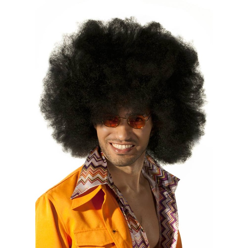 Giant Black Unisex Adults 1970s Afro Costume Wig