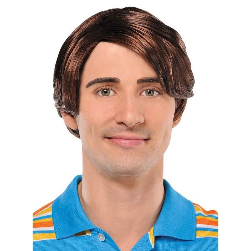 Groovy Short Brown Mens 1970s Costume Wig