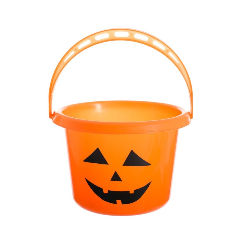 Halloween Orange Pumpkin Face Candy Bucket