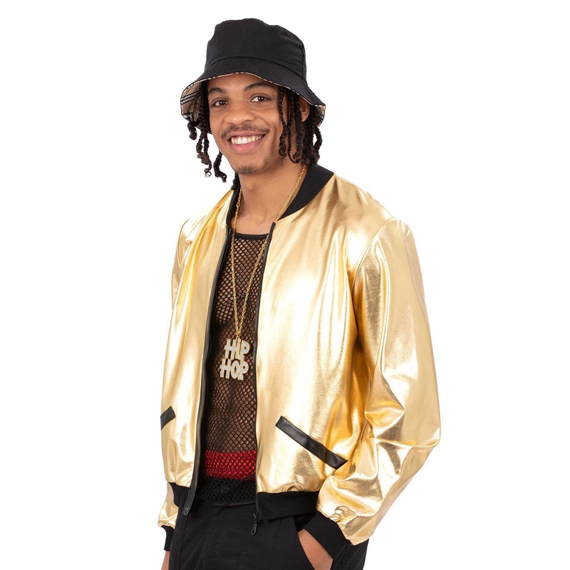 Hip Hop Mens 90s Metallic Gold Costume Jacket