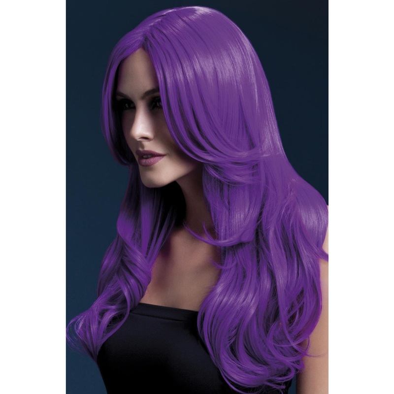Khloe Neon Purple Womens Deluxe Wavy Fashion Wig