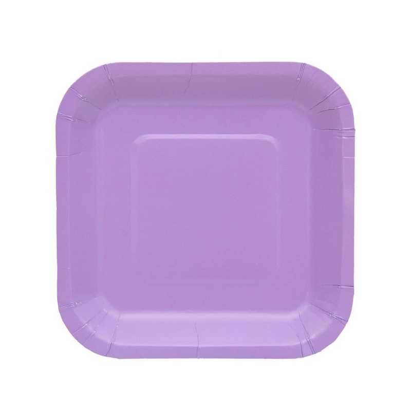 Lavender Purple 20 Pack 23cm Square Paper Plates