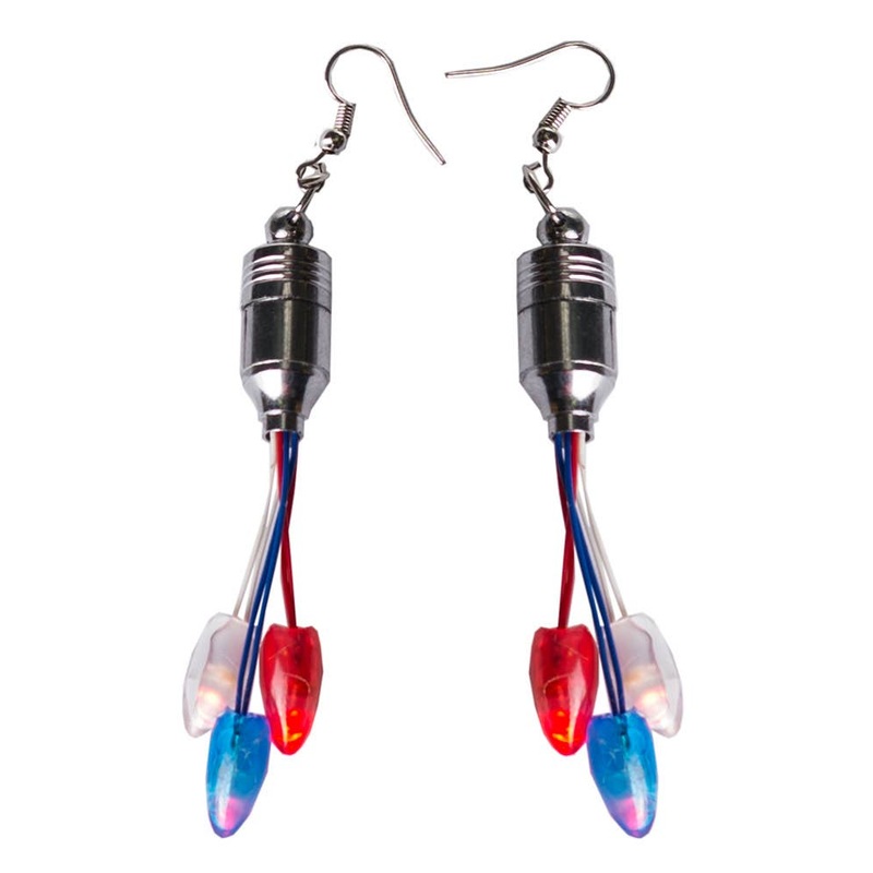 Light Up Novelty Australia Day Red White and Blue Earrings