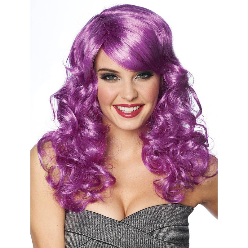 Lolita Womens Purple Mid Length Curly Costume Wig