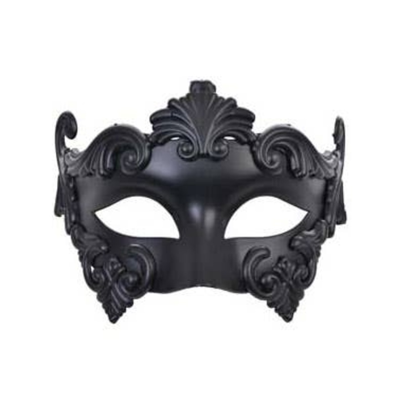 Matte Black Mens Roman Style Masquerade Mask