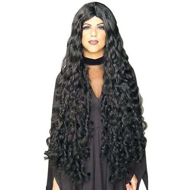 Mesmerelda Womens Extra Long Black Curly Costume Wig