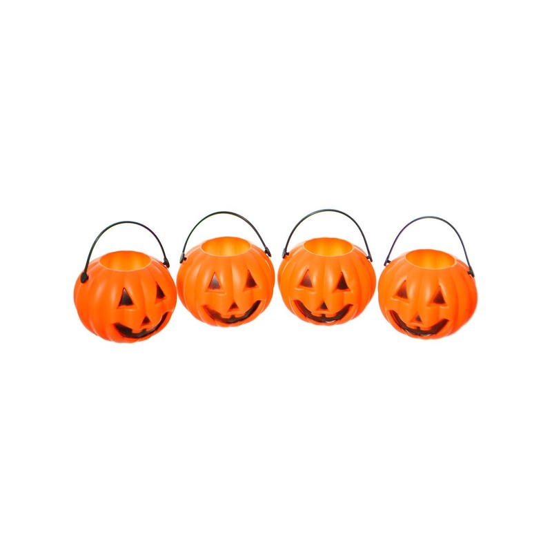 Mini 5cm 4 Pack Orange Halloween Pumpkin Pails