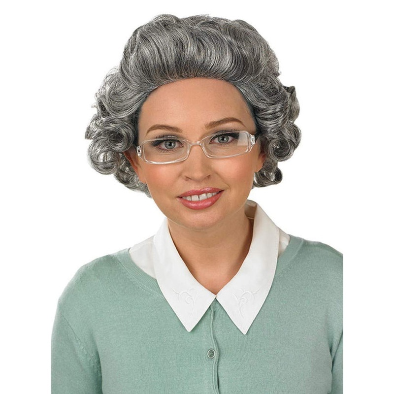 Old Lady Womens Grey Granny Costume Wig