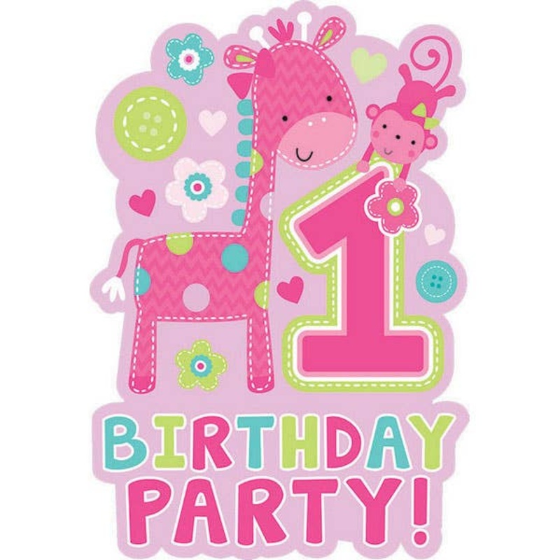 One Wild Girl 1st Birthday 8 Pack Pink Party Invites