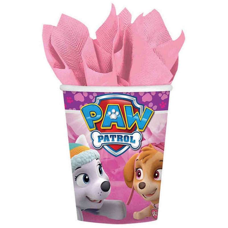 Paw Patrol Pink 8 Pack of 266ml Paper Cups