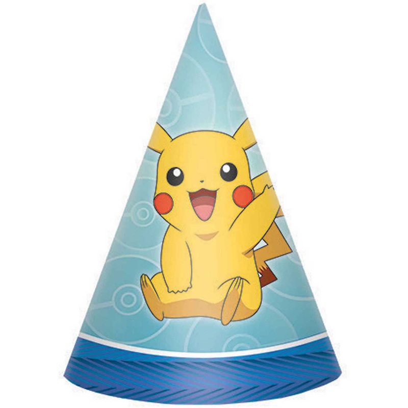 Pokemon 8 Pack Paper Cone Party Hats