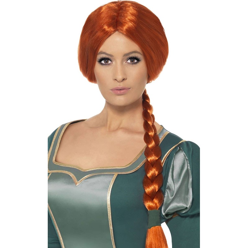 Princess Fiona Long Auburn Plaited Costume Wig