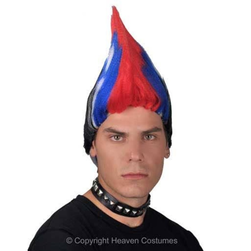Punk Mohawk Mens Multicoloured Costume Wig