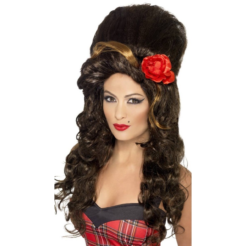 Rehab Babe Womens Brown Amy Winehouse Inspired Beehive Costume Wig