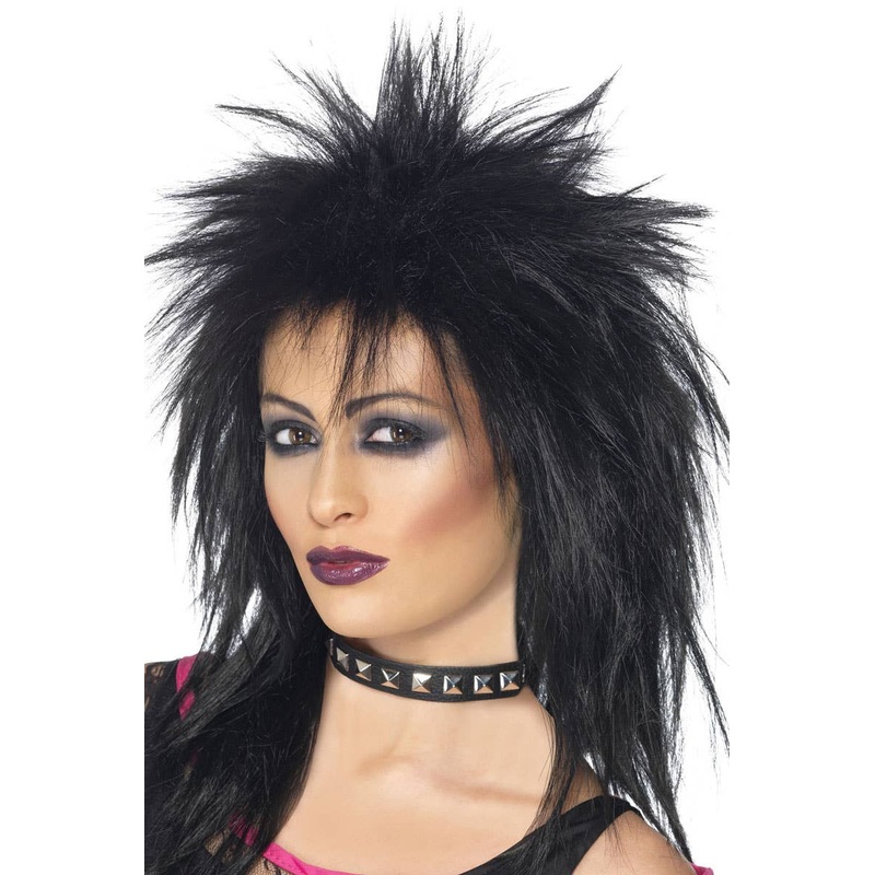 Rock Diva Womens Black 80s Punk Wig