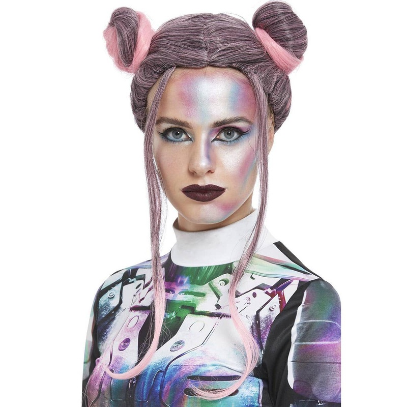 Space Buns Women's Pink and Black Costume Wig
