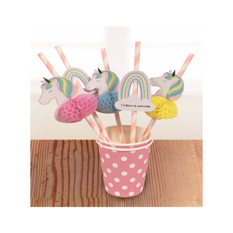 Unicorn Pastel 8 Pack Honeycomb Paper Straws