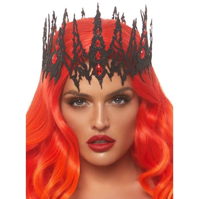 Womens Evil Queen Glittery Black Costume Crown