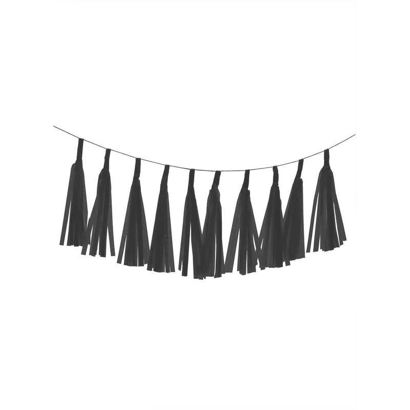 Black 10 Pack 35cm Decorative Paper Tassels