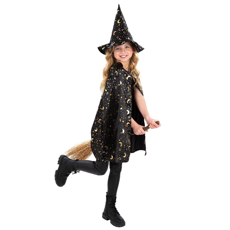 Celestial Girls Witch Cape And Hat Halloween Costume Set
