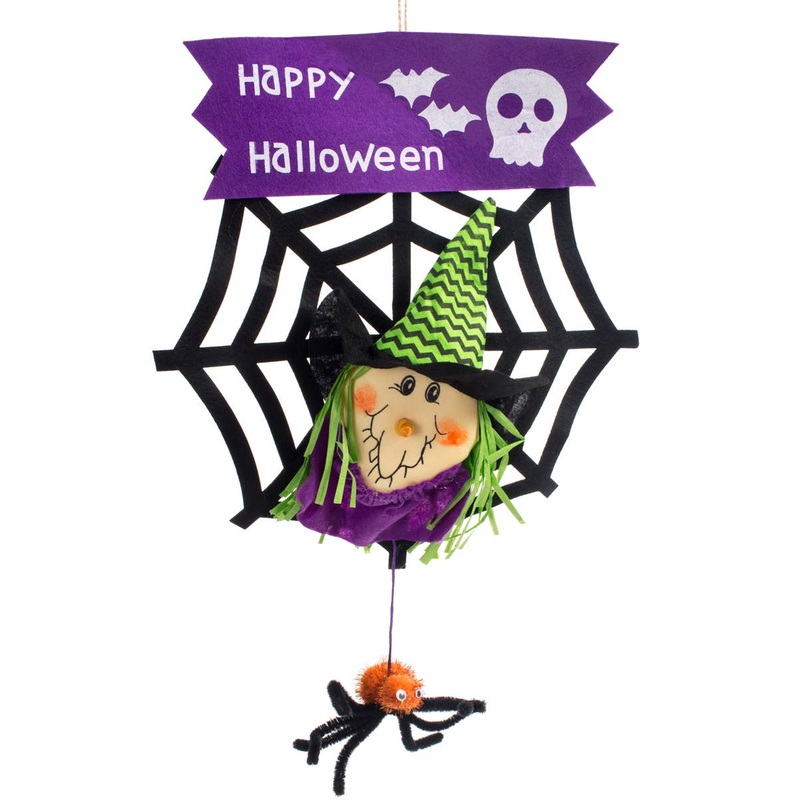 Child Friendly Happy Halloween Sign with Purple Witch
