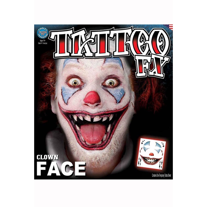 Creepy Clown Halloween Temporary Tattoo Makeup