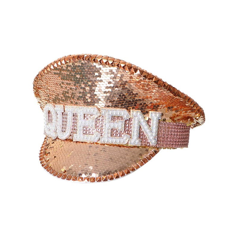 Deluxe Rose Gold Sequin Queen Festival Hat