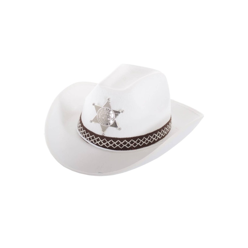 Deputy Sheriff Adults White Cowboy Costume Hat