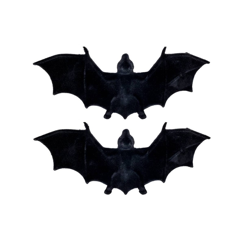 Flocked Black 2 Pack Bats Halloween Decoration