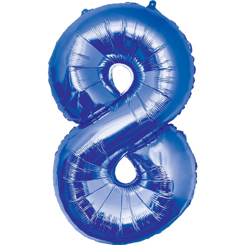Giant 84cm Blue Number 8 Foil Balloon