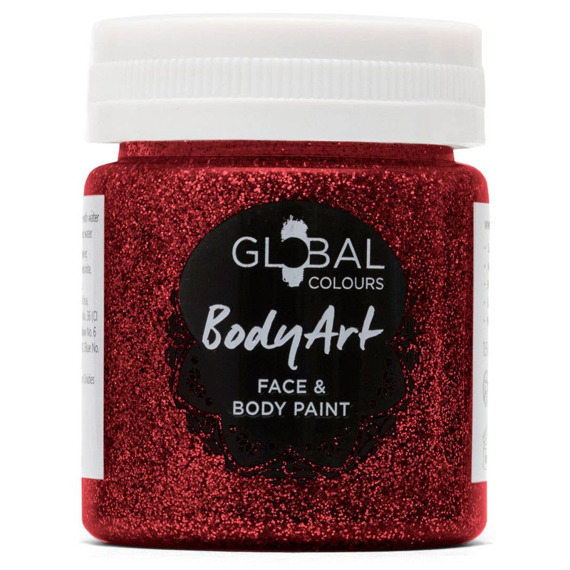 Global Colours 45ml Red Glitter Face and Body Paint