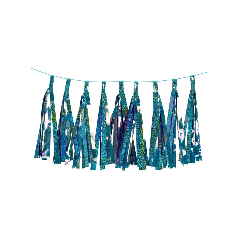 Holographic Light Blue 9 Pack Of 35cm Decorative Tassels