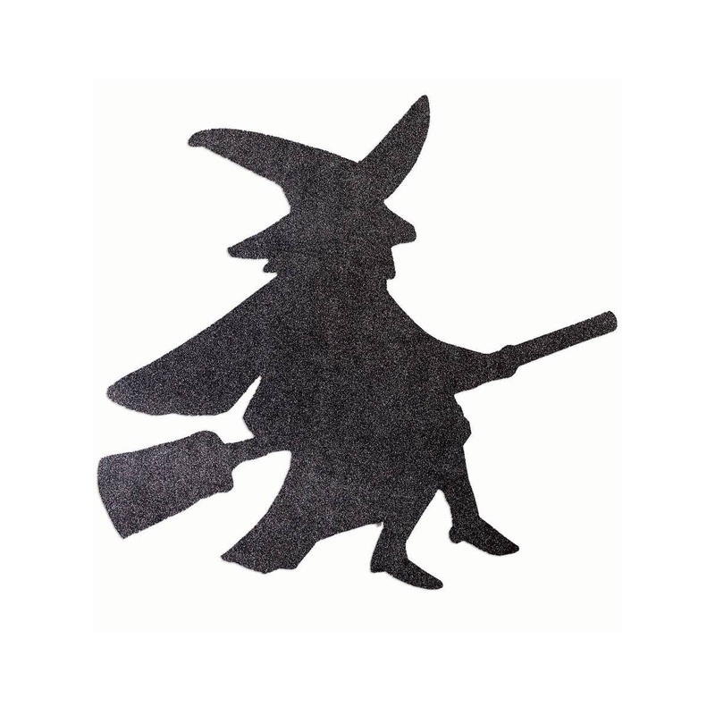 Large Black Glitter Witch Cut Out Halloween Decoration