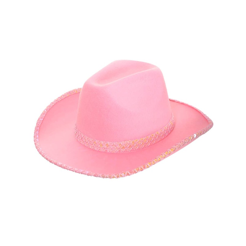Light Pink Cowgirl Hat with Sequin Trim