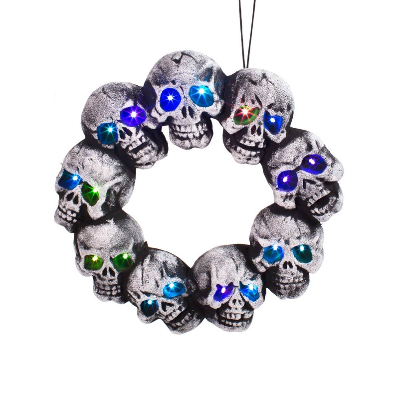 Light Up Skull Wreath Halloween Decoration